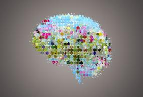 Interpretative illustration of brain colored with emotion