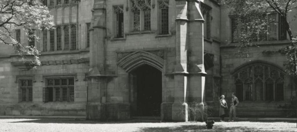 Black and white image of building